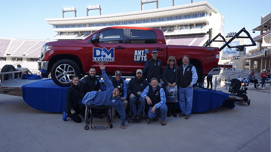 John Winsauer presenting truck to Recipient Hero